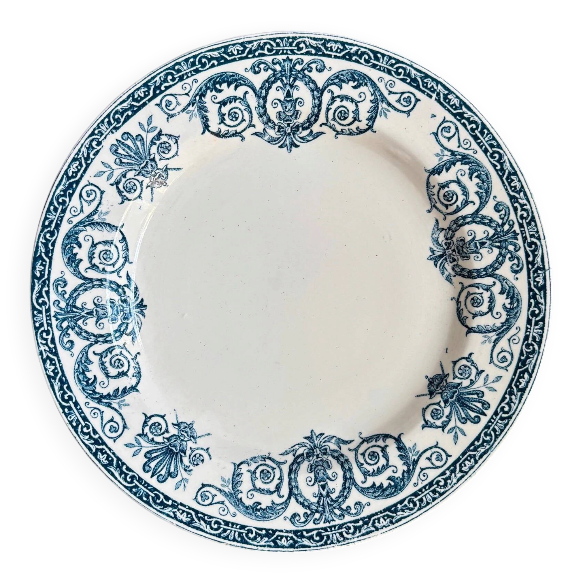 Léon Graves cake plate in earthenware, "Marie-Louise" service.