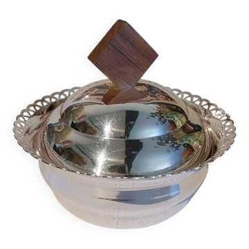 Vintage Art Deco silver metal sugar bowl