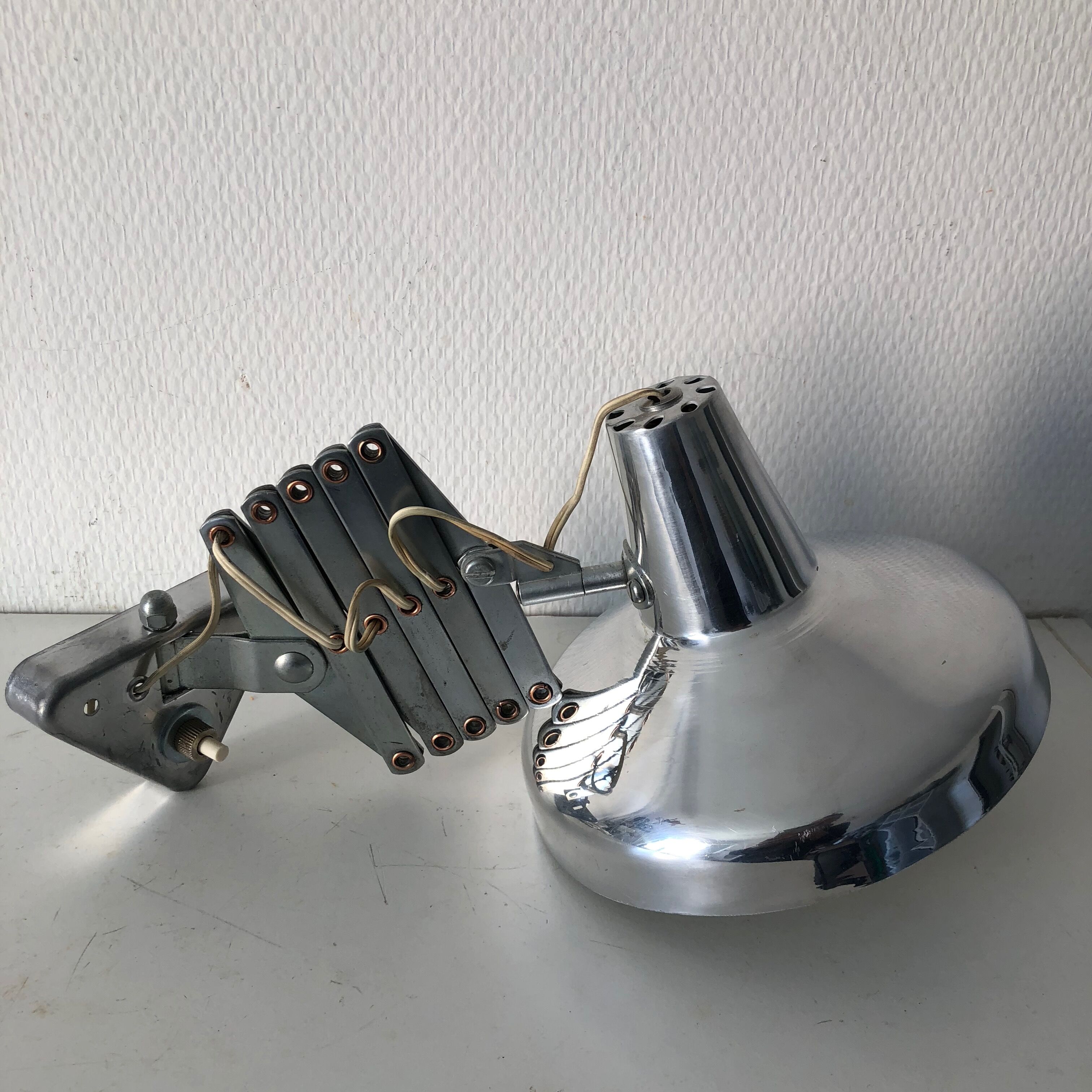 Accordion 60cm chrome Aluminor vintage 1960 lamp