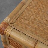 Italian 1970s bamboo and wicker chest of drawers or nightstand