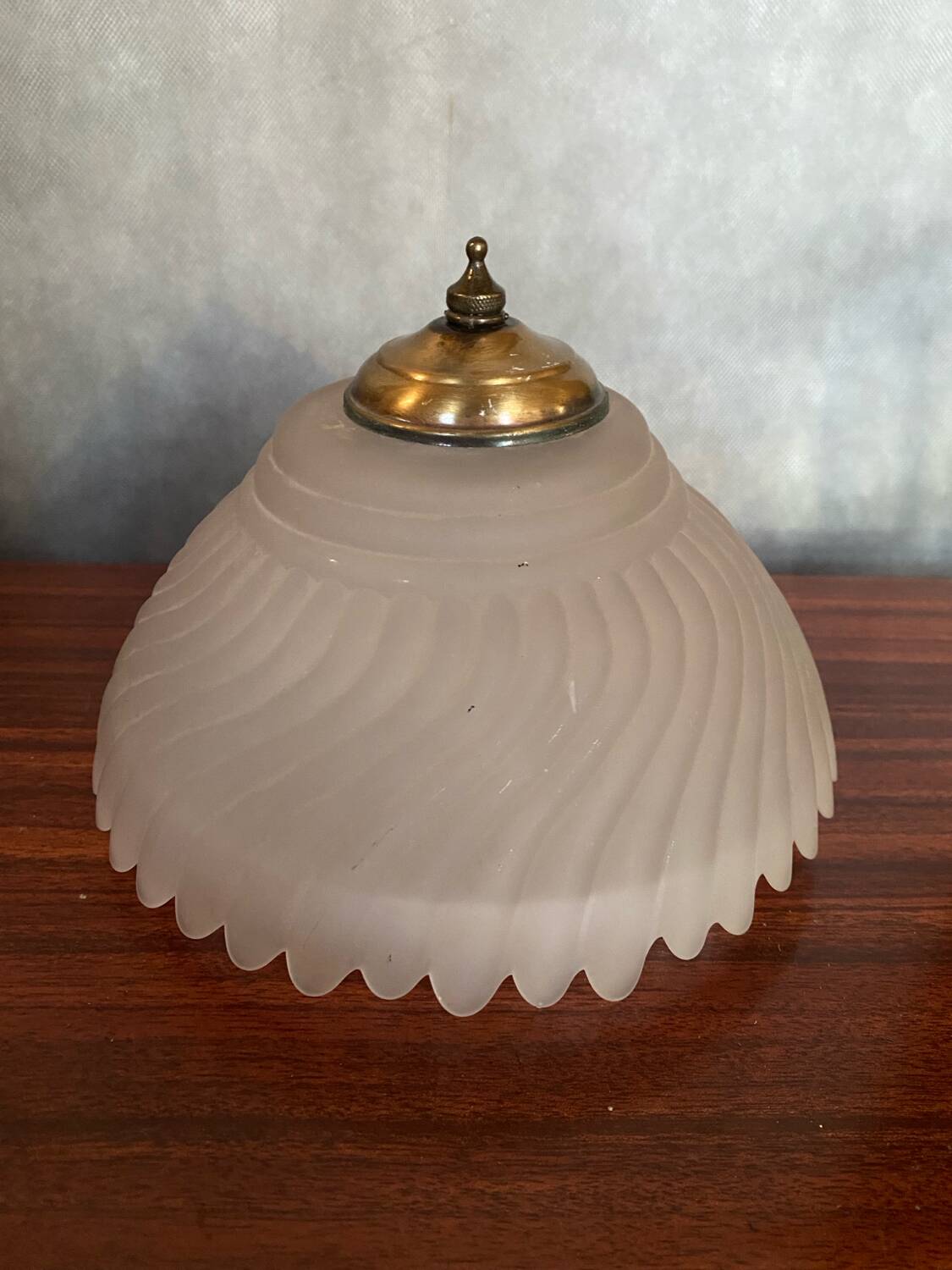 Antique Ceiling Light Sconce Molded Glass + Metal Support 70s Vintage #B845