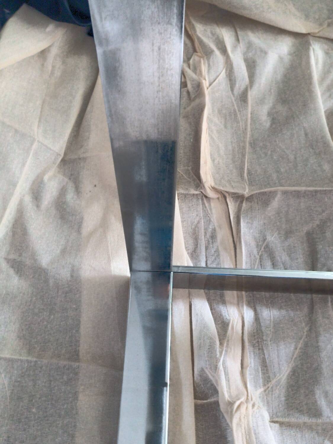 Thin chrome steel coffee table 70s