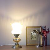 Lampe à poser ambiance rétro, globe tulipe création unique