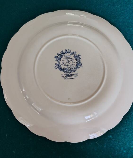 Plat vintage en faïence anglaise Ridgway, modèle "windsor" bleu