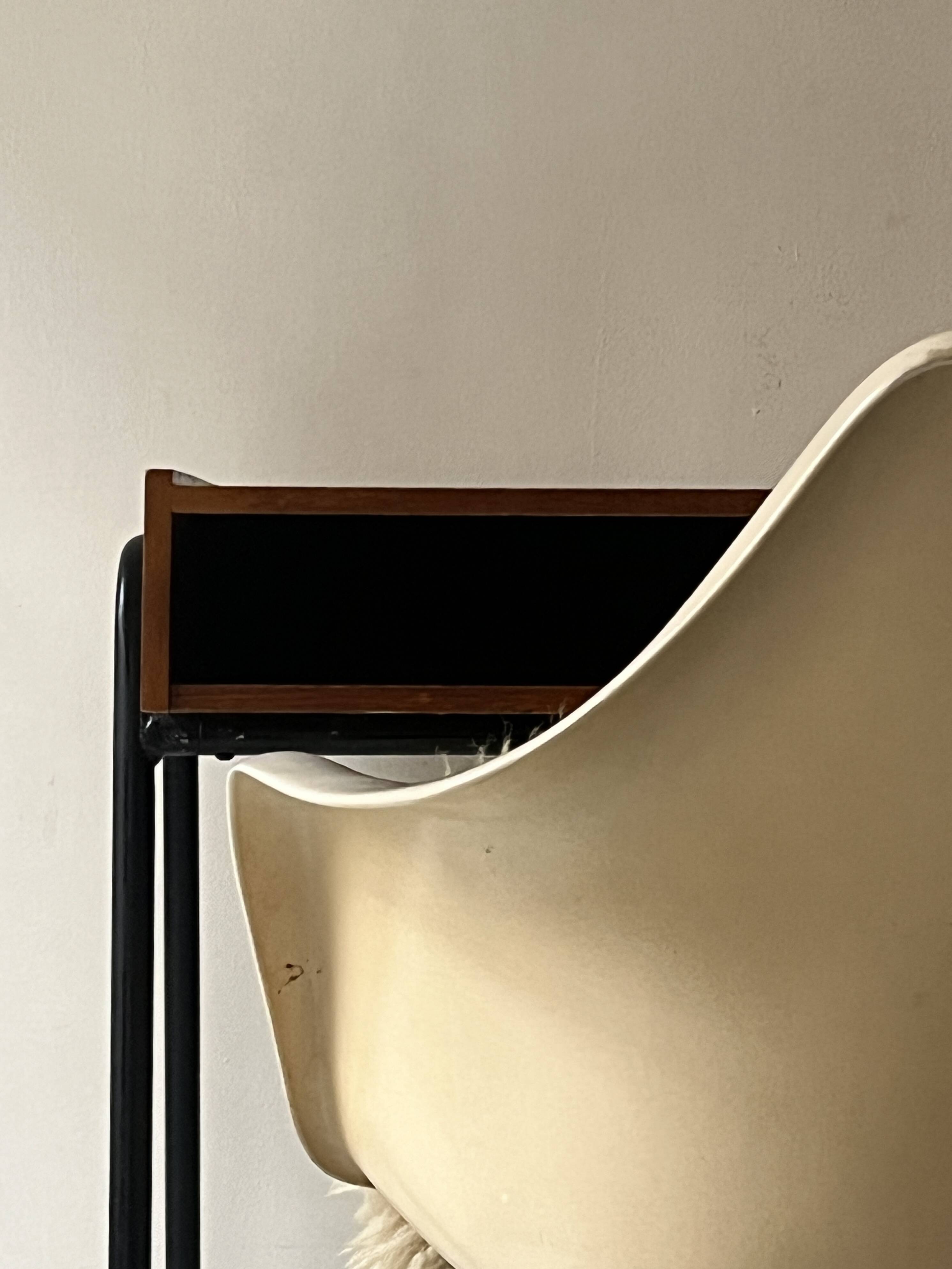 Desk in wood and black metal design 1950