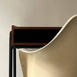 Desk in wood and black metal design 1950