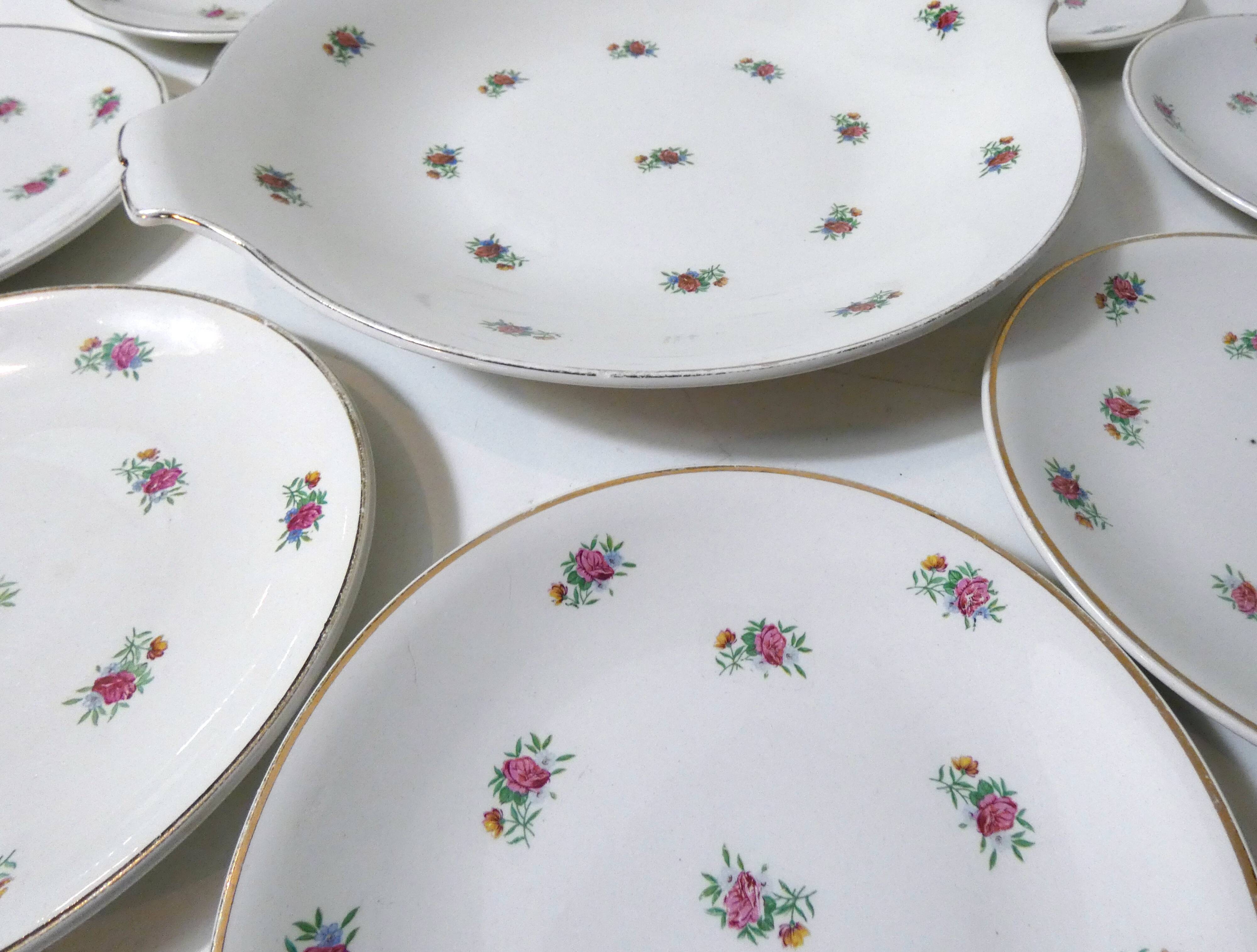 antique dessert service Lunéville 8 plates + 1 cake dish