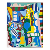 Contemporary Abstract Painting "Blue Tiger" 2023 Unframed Acrylic on Canvas