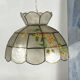 Capiz shell pendant light with flowers