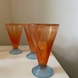 Set of 6 orange and blue vintage design stemmed glasses from the 1990s by A.GRAY.