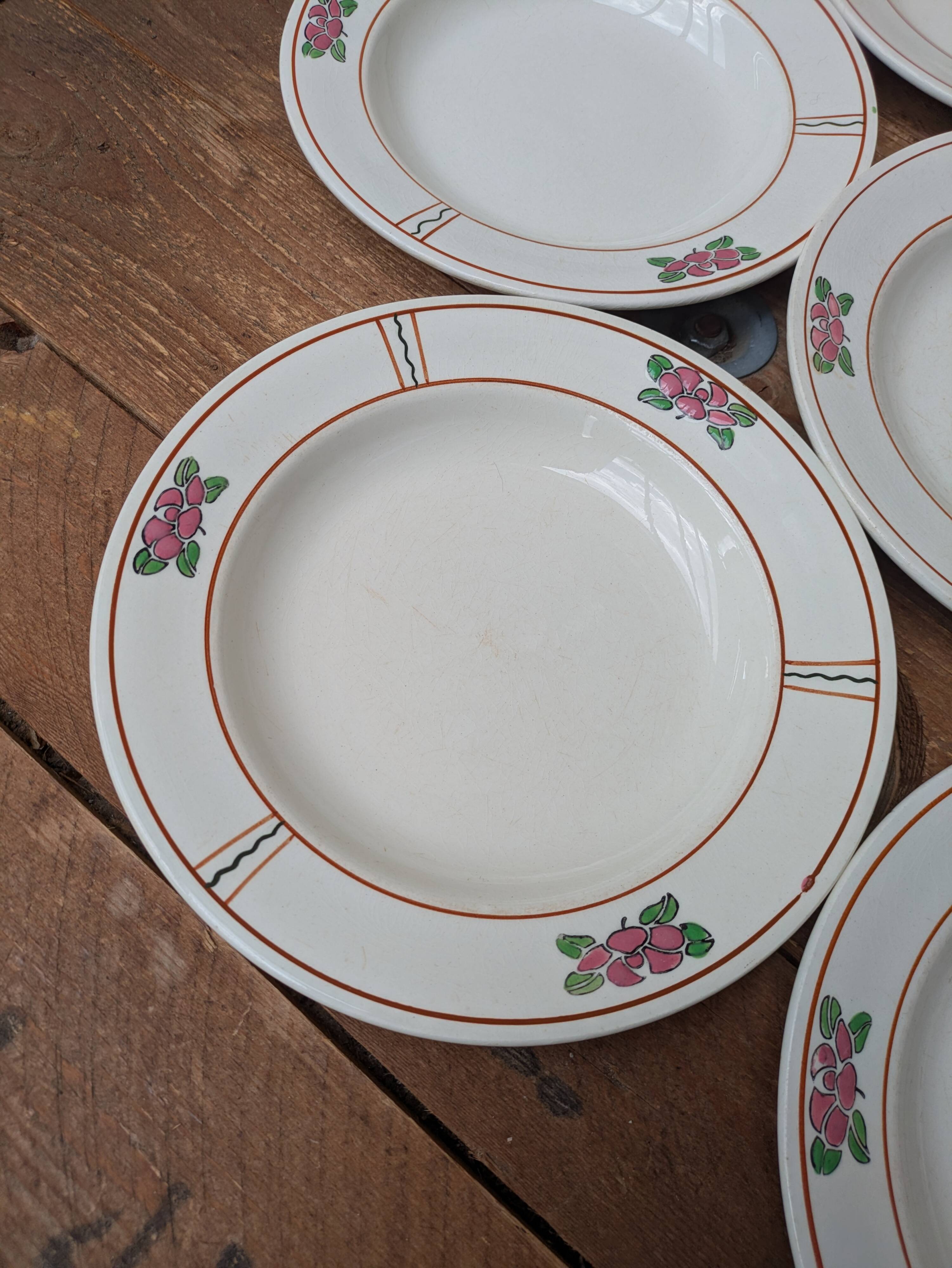7 old deep plates in Salins earthenware model Nénuphar 24.5cm