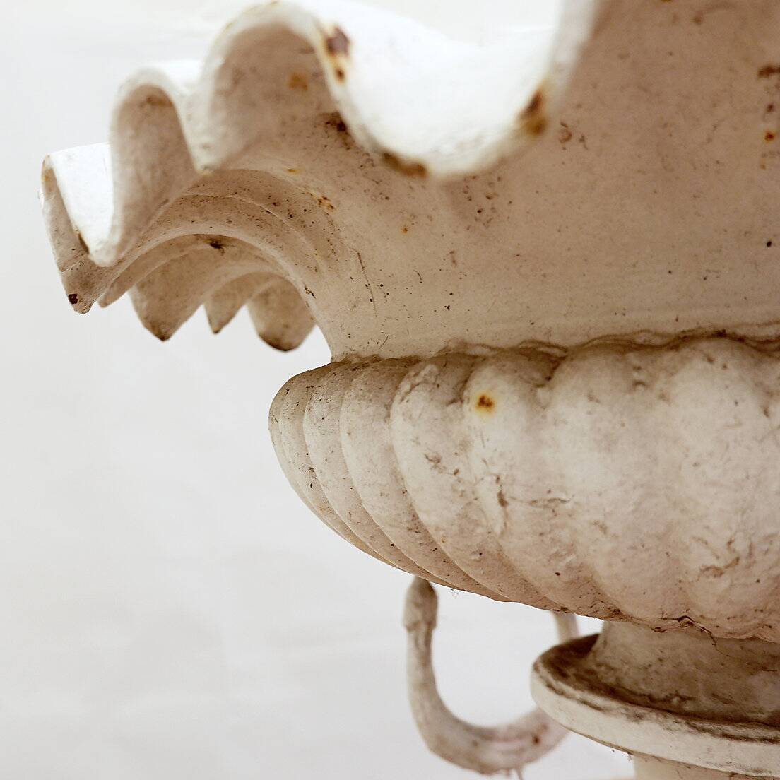 19th century cast iron basin, lion head handles