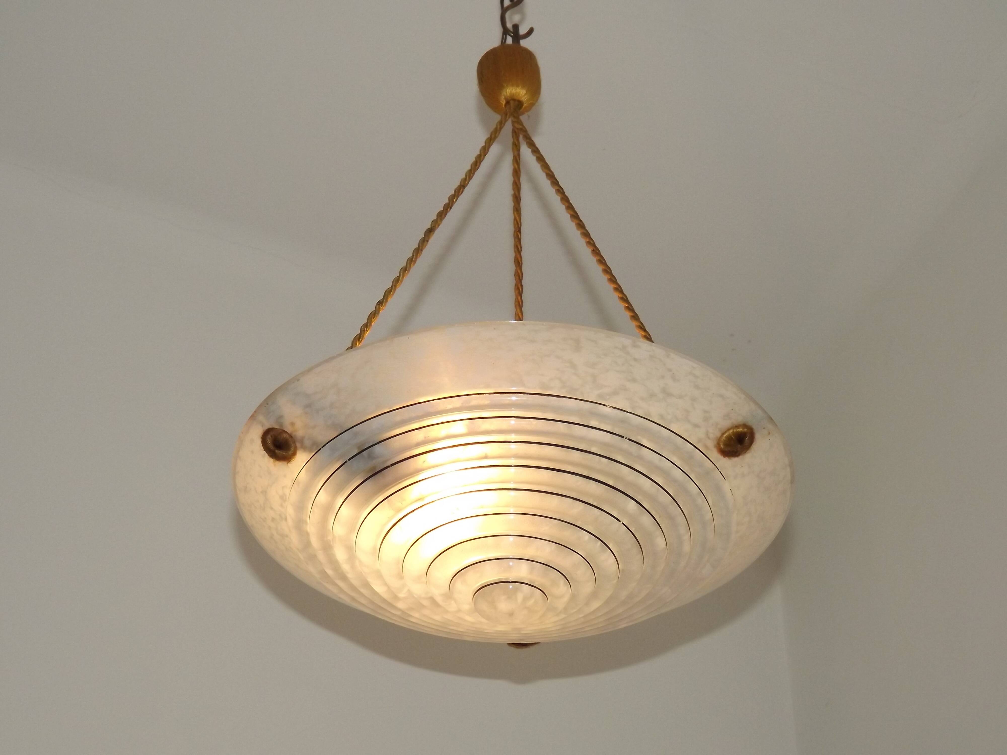French Vintage Art Deco Style Hanging Ceiling Light – Clichy Glass Shade