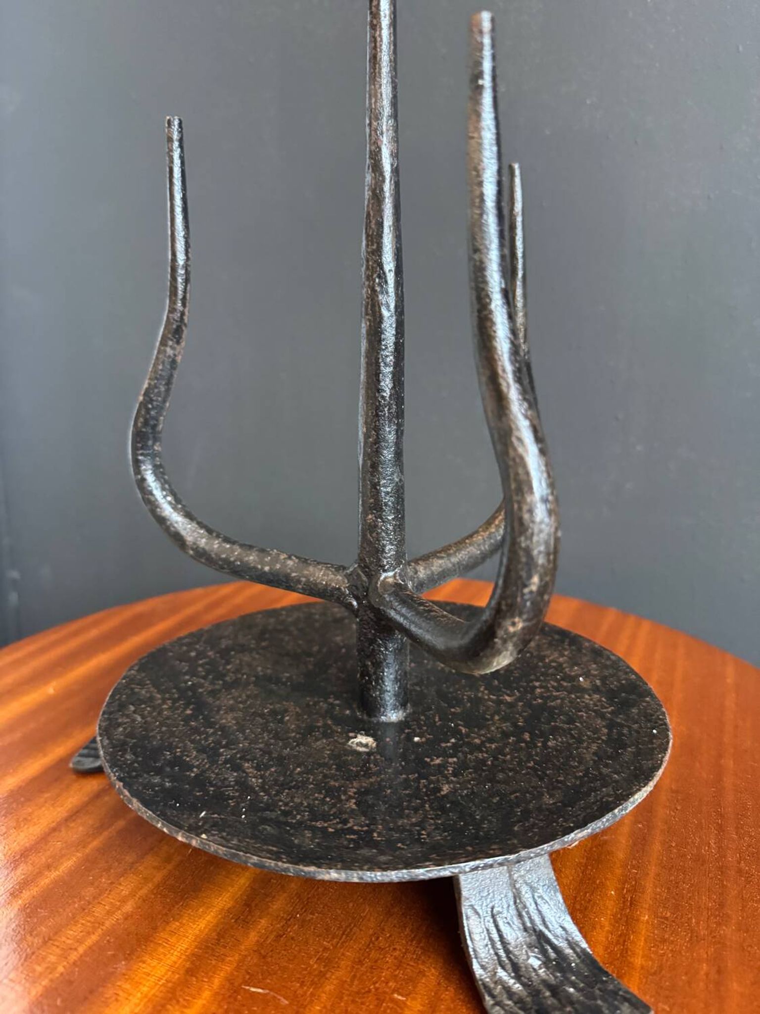 Brutalist wrought iron candlestick holder