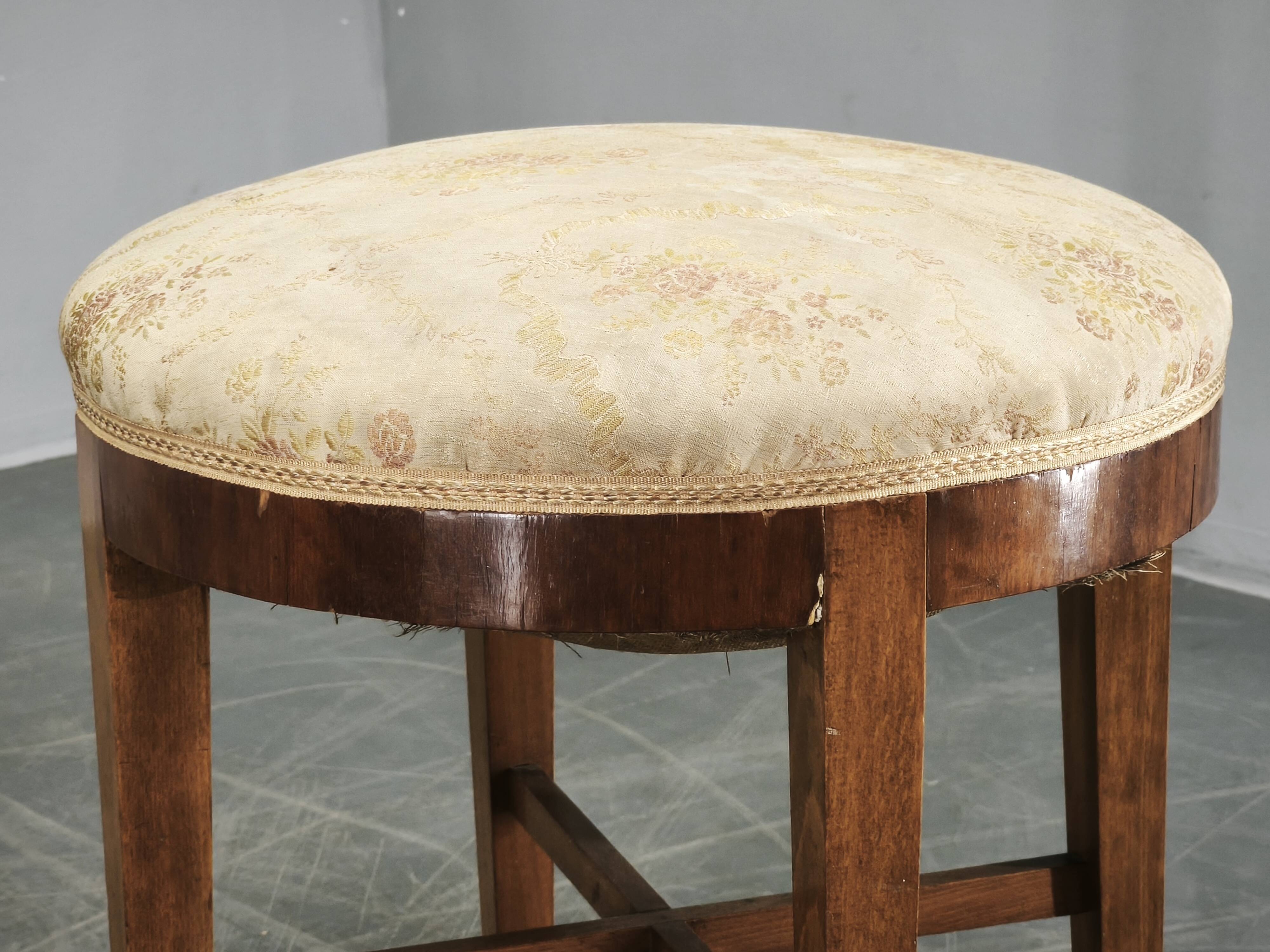 Pair of Art Deco Walnut and Beech Stools, Czechoslovakia, 1930s