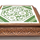Old wood and earthenware longwy green pattern