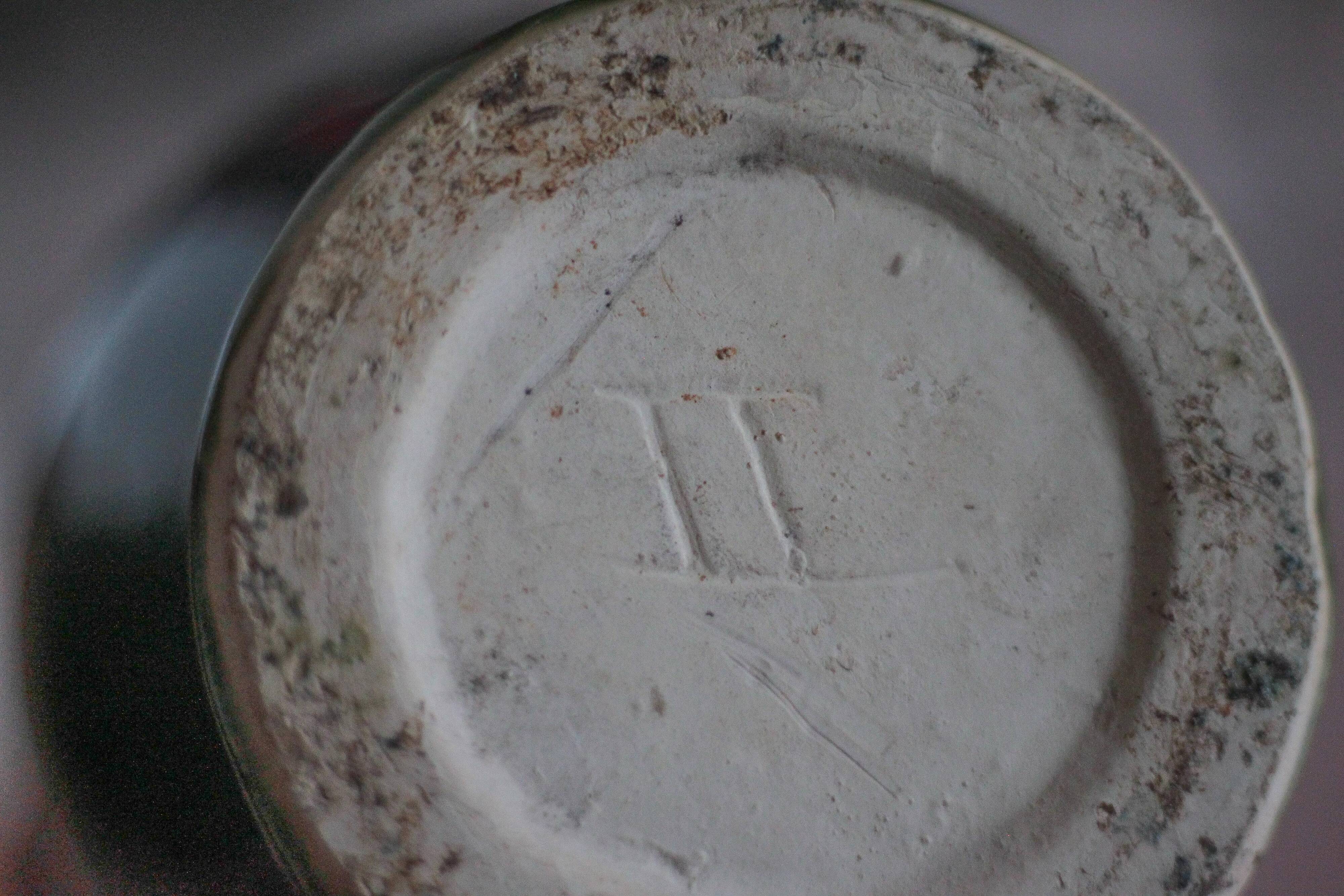 Green glazed ceramic vase, vintage baluster vase, flower pot