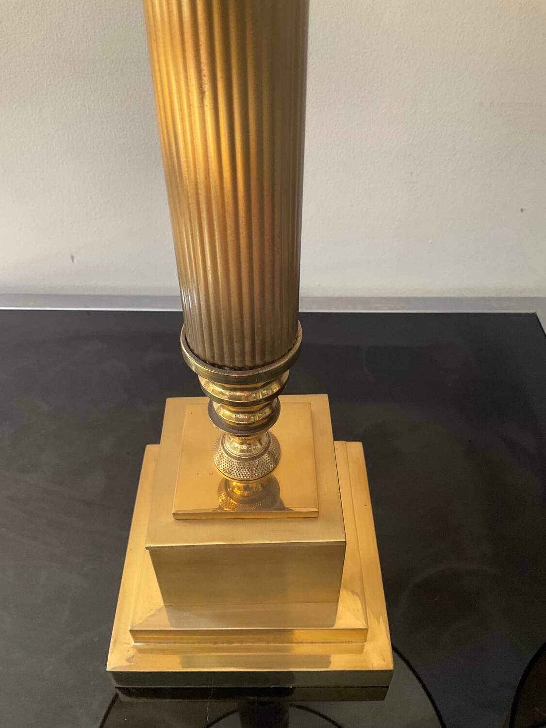 Pair of Empire style brass lamps