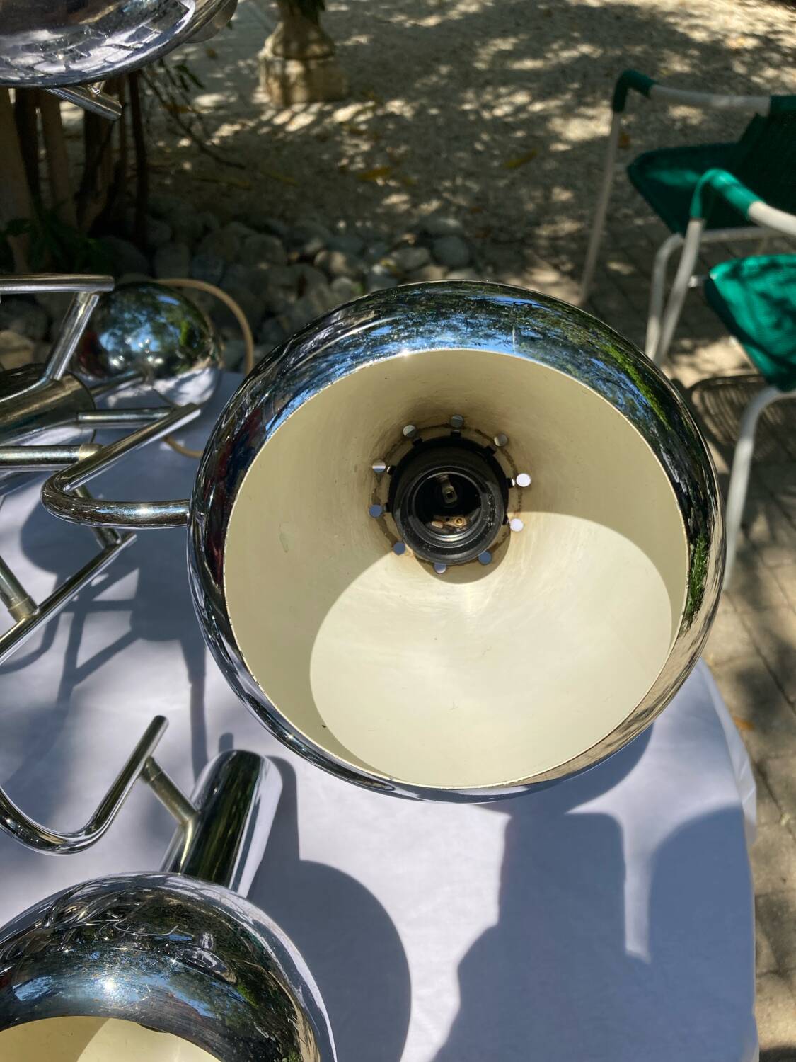 6-lamp vintage 70'S chrome pendant light