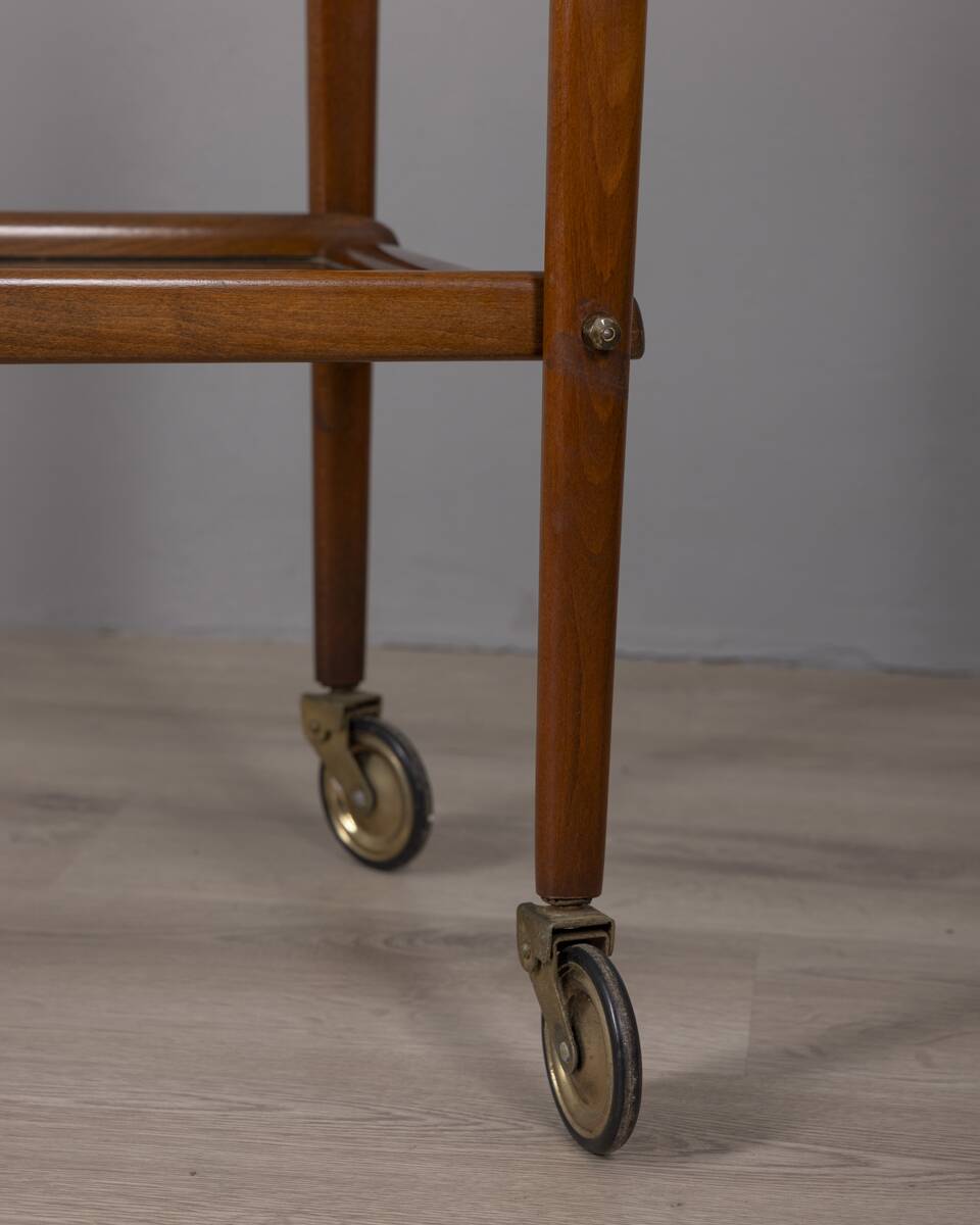 VINTAGE 1960S FOOD TROLLEY IN WOOD AND GLASS, ITALIAN DESIGN
