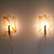 Pair of Scandinavian glass and brass wall light 1970