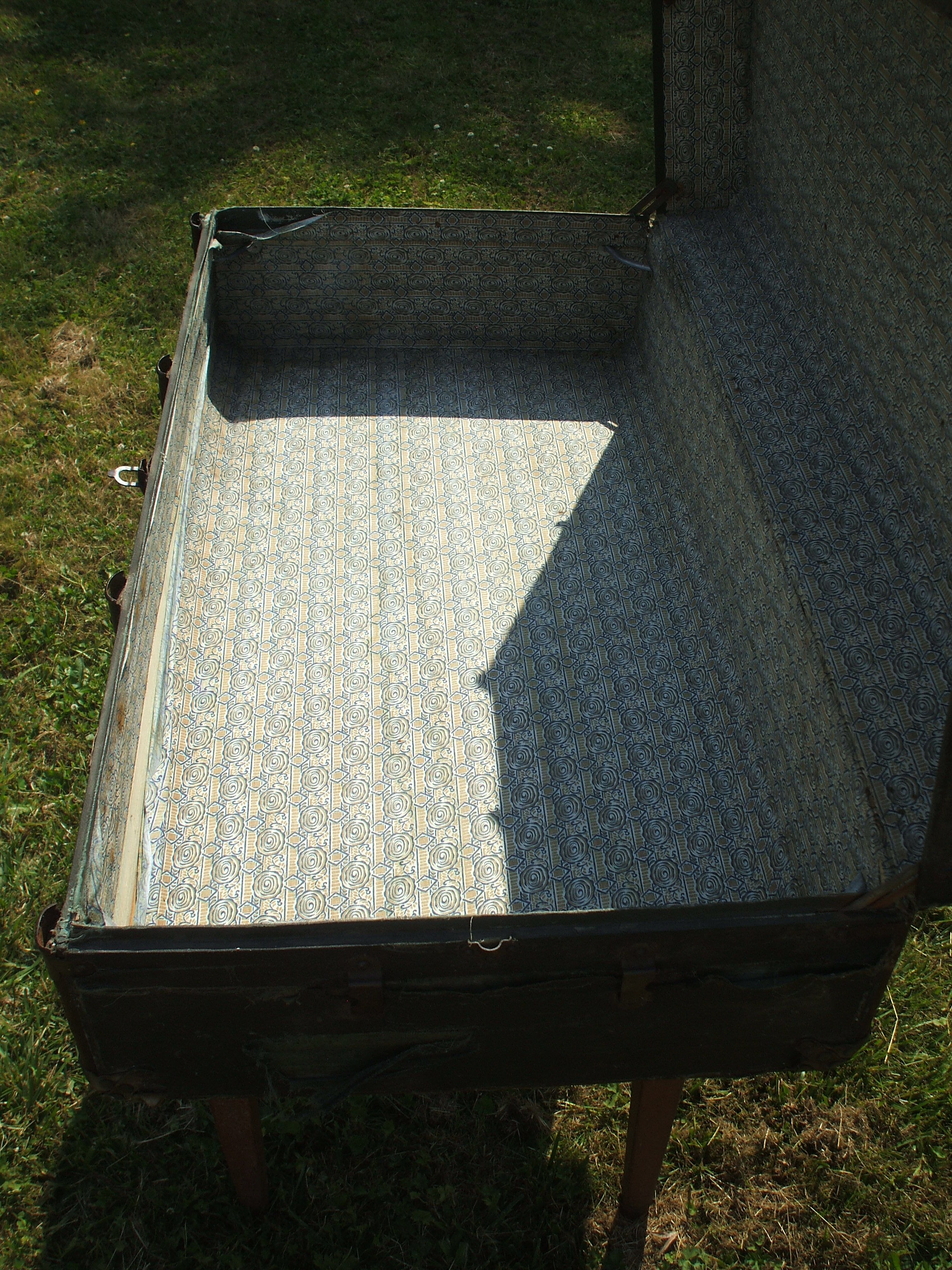 Green vintage travel trunk