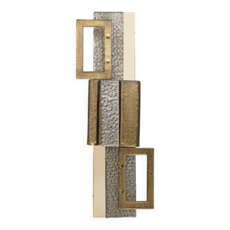Modern Geometric Murano Glass and Brass Wall Lamp