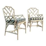 Pair of Angraves armchairs model Invincible in Chinese Chippendale style.