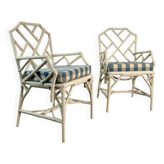 Pair of Angraves armchairs model Invincible in Chinese Chippendale style.