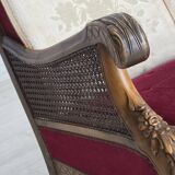 1930s, Danish 3-seater sofa, red furniture velour, furniture mesh.