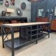 Industrial sideboard from metal and wood factory 1950