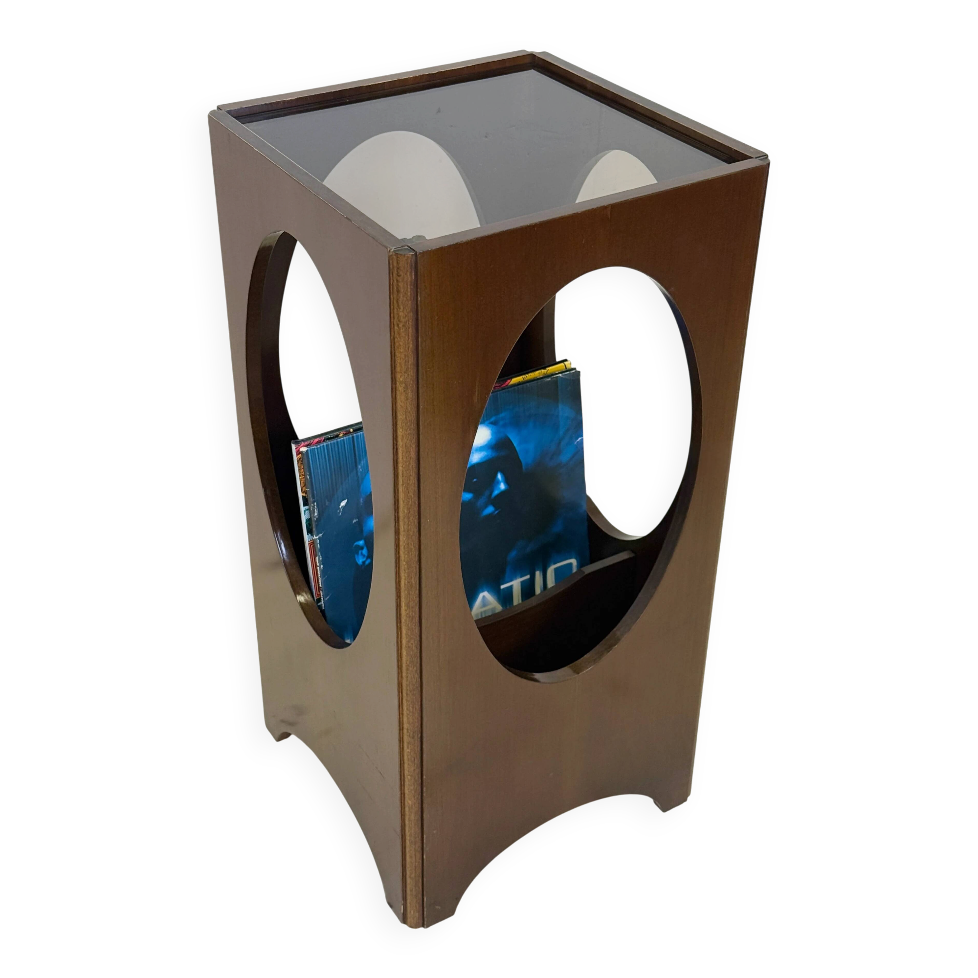 Vinyl storage side table — Italy, 1960s