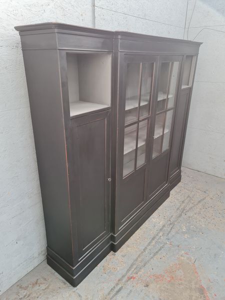 Furniture library industrial office four doors oak black patina