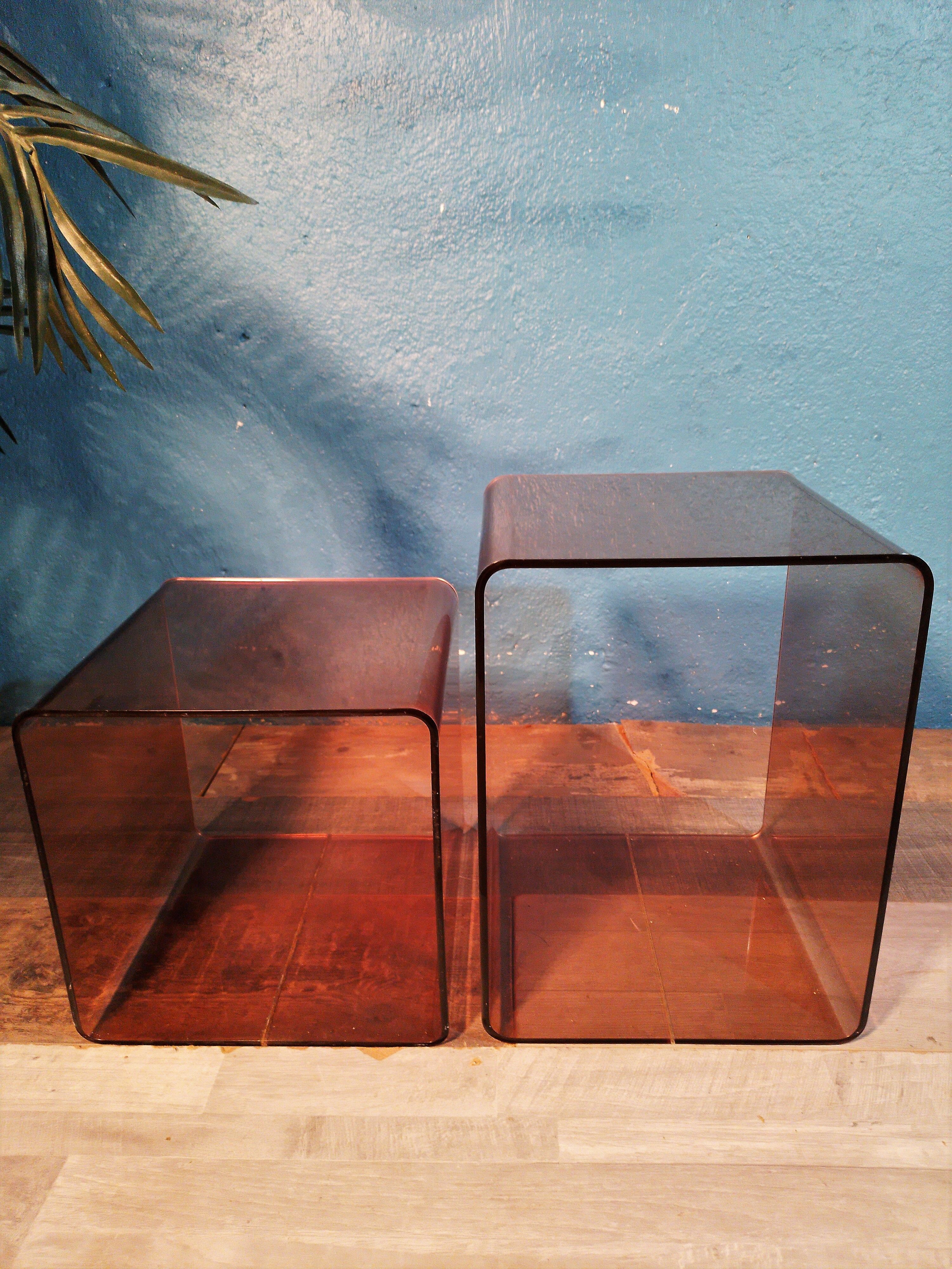 Bouts de canapé plexiglass de Michel Dumas 1970