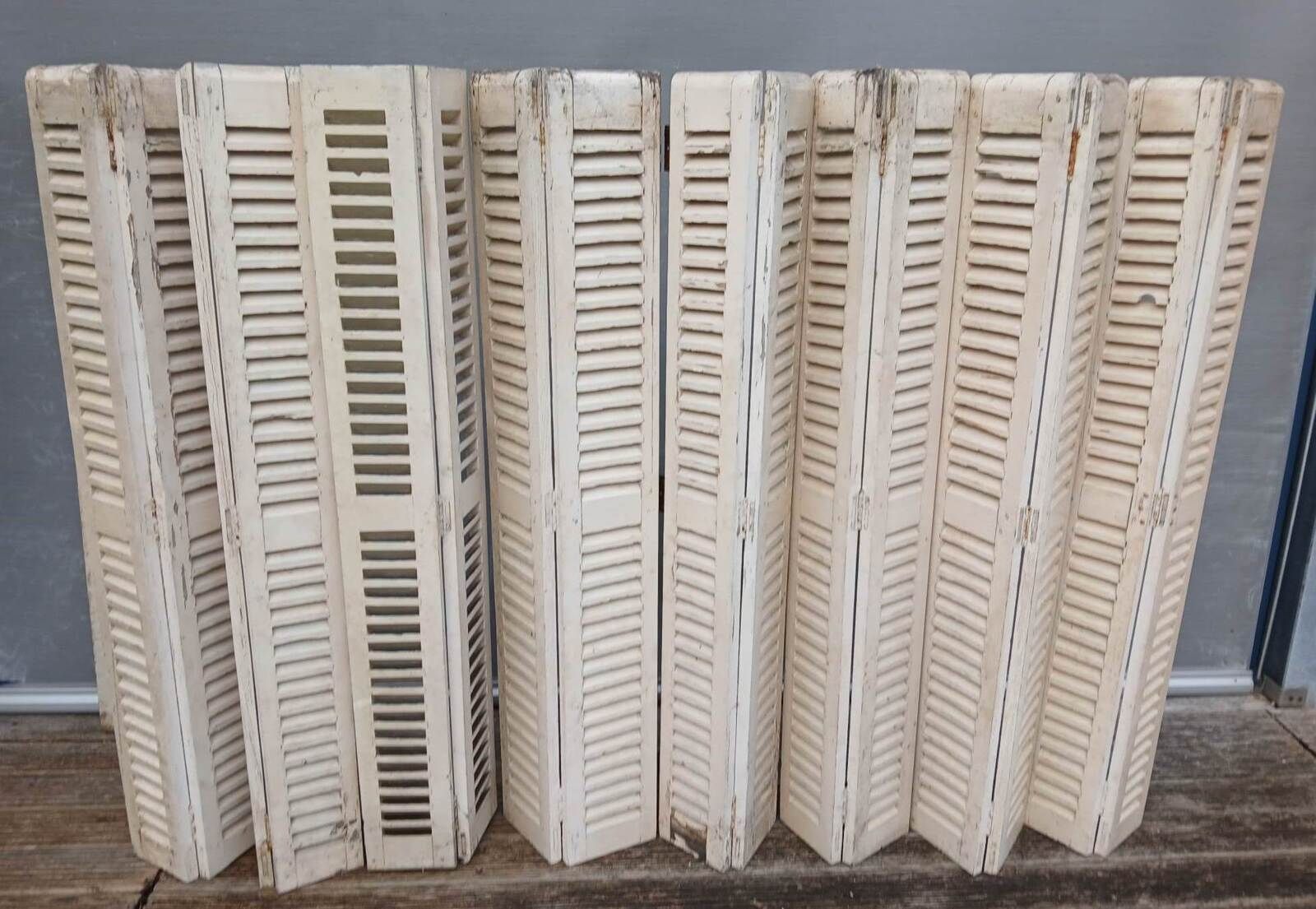 Set of 10 vintage wooden double shutters.