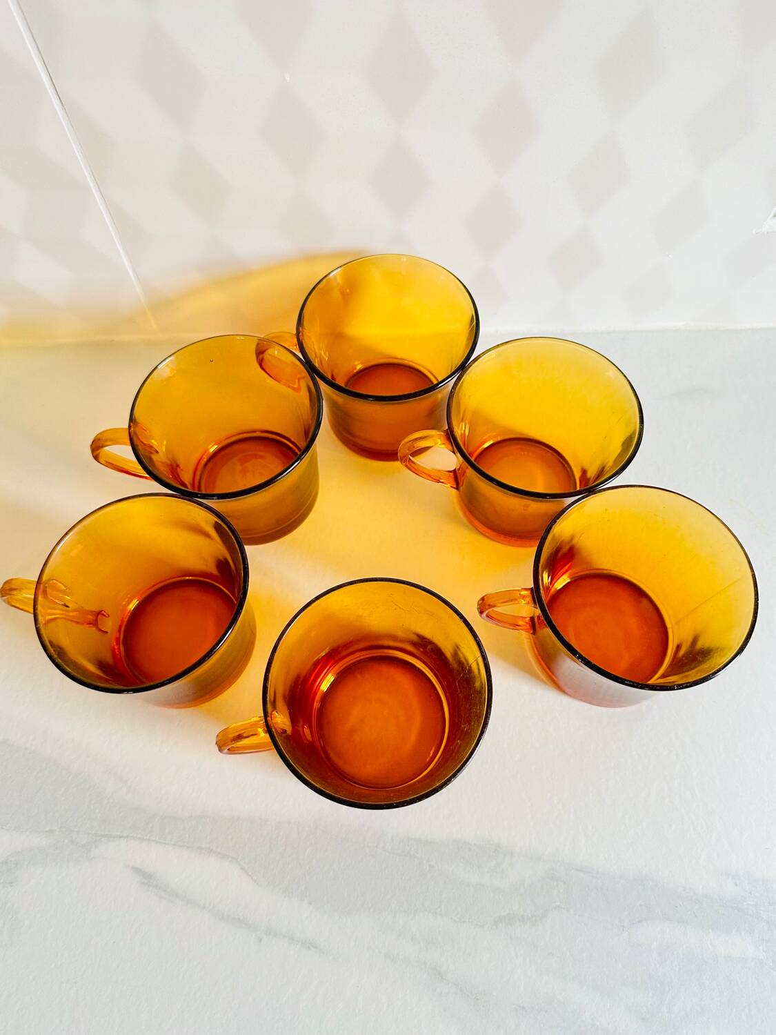 6 vintage Duralex coffee cups