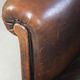 Dark sheepskin club armchair with unique design in English style