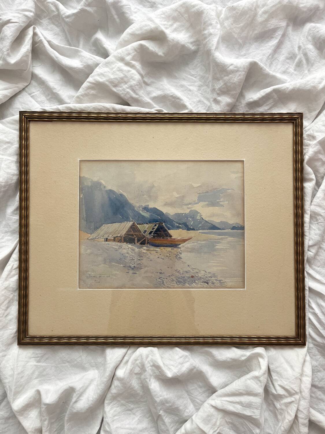 Antique watercolor Swiss landscape signed Fürst 1915