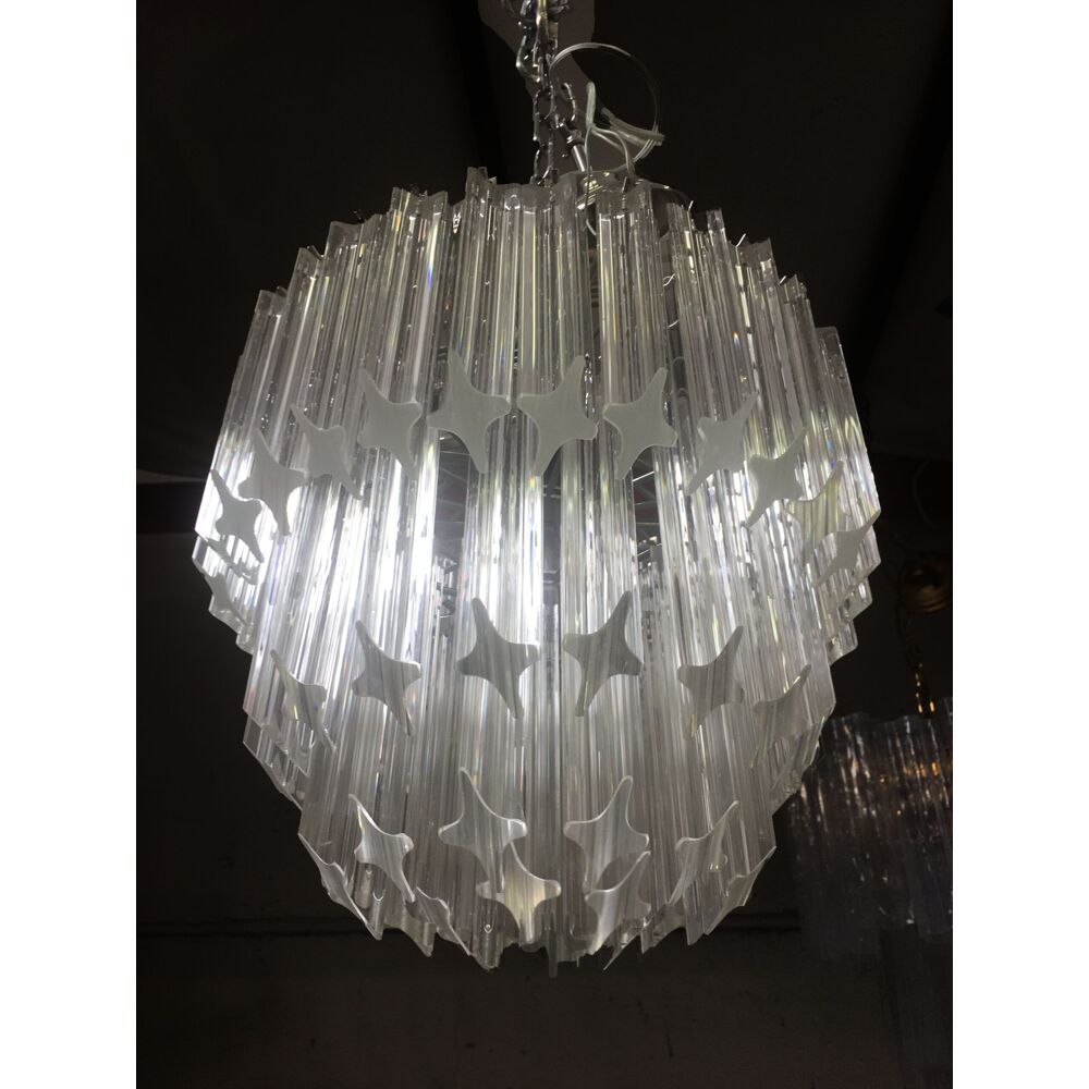 Clear quadriedro murano glass chandelier