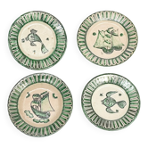4 Vietri plates decorated by Fabbrica Ceramica Avallone, 1930s