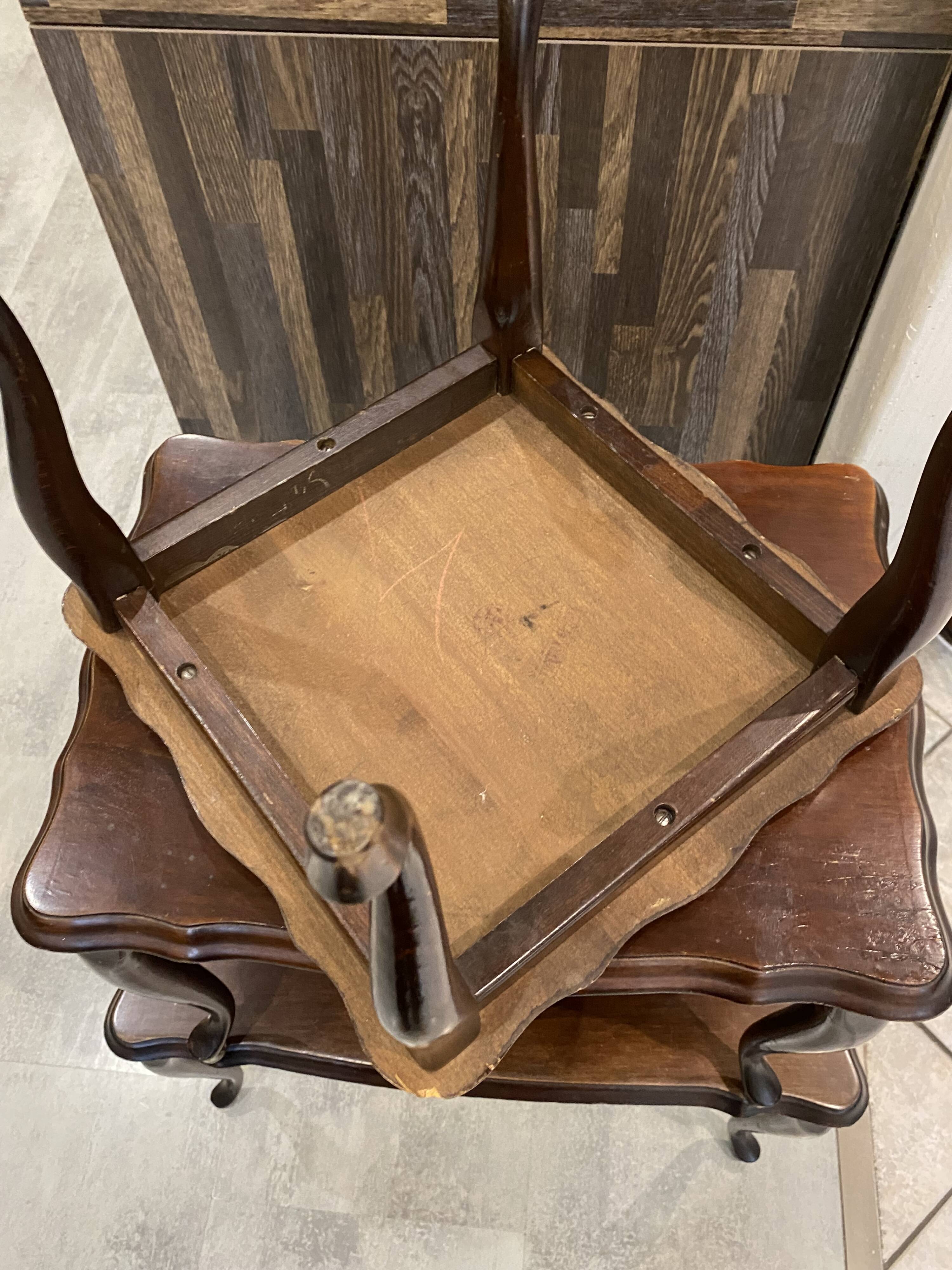 Set of 3 rustic nesting coffee tables in Louis XV style from 1950.
