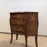 Small chest of drawers sauteuse louis XV inlaid