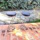 Set of high stools in chrome metal and vintage 80s leather Z