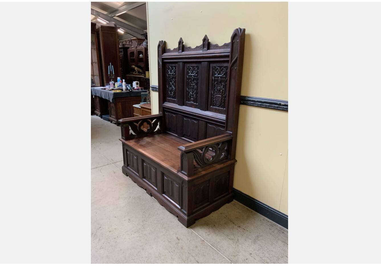 Antique - Impressive Neo-Gothic Chest Bench