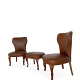 Set of the side chairs and stool for leg, 1950s.