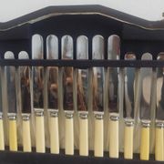 Corona Sheffield Stainless Steel Cutlery Set, 38 Pieces, Cream Bone-Effect