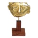 Mayan mask sculpture in gilded metal, 70 cm