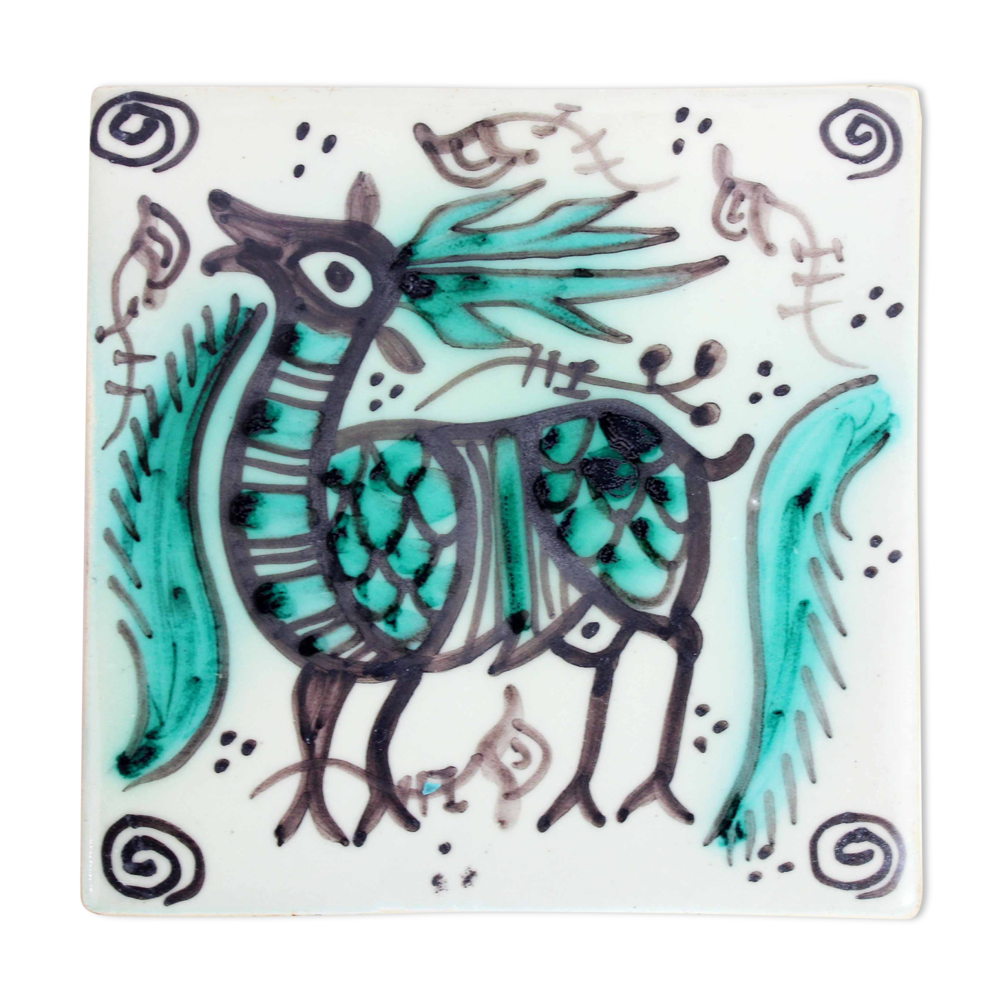 Hand-painted ceramic tile