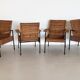 Rattan wicker and iron lounge chairs, set of 4