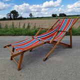 Chaise longue transat chilienne vintage avec repose pied
